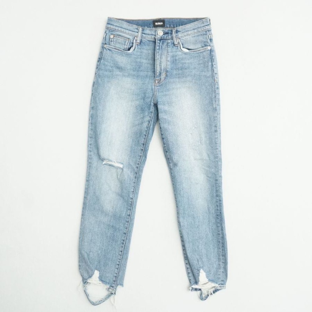 Hudson Jeans Womens Zoeey High Rise Straight Crop Distressed Light Wash Sz 27
